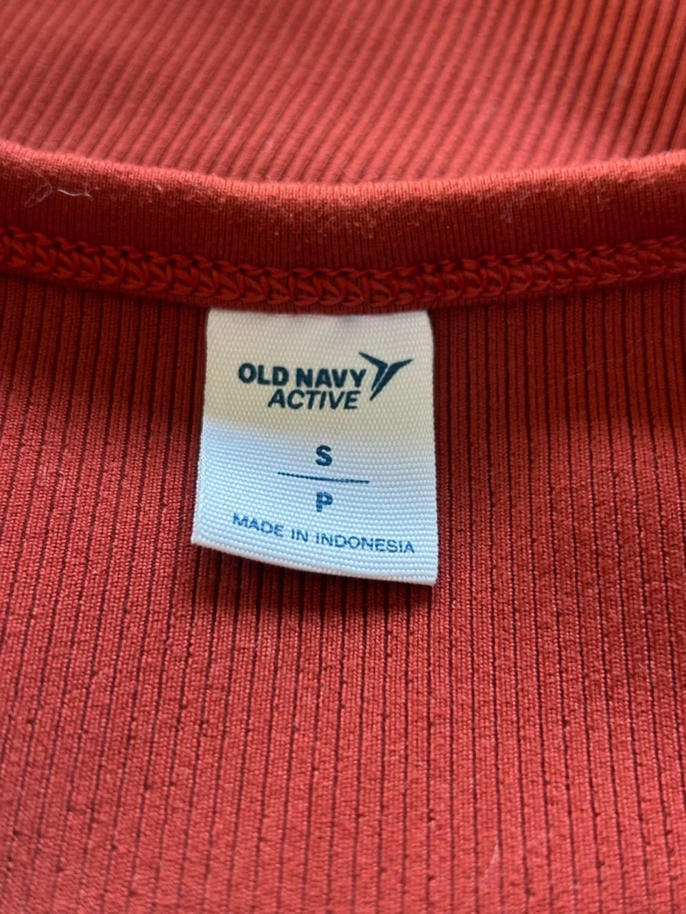 Old Navy Active Ribbed Tank Top Rust Orange Seam Detail Fitted Athleisure Small - Picture 4 of 5